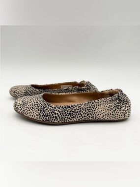 TOMS Judith Vegan Animal Print Ballet Flats Slip-on Comfort Shoes Tan/Black Sz 6